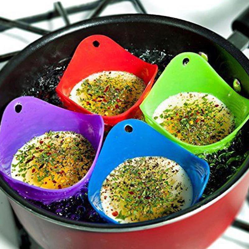 4Pcs/Set Silicone Egg Poacher Poaching Pods Pan Non Stick Egg Baking Cups Tools ARI