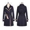 Women Trench Coat OL Commuter Style Double Breasted Color Matching Windbreaker Autumn Winter Long Overcoat Streetwear