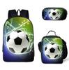 School Season Three-Piece Set School Bag Pencil Bag Lunch Bag Street Tide Basketball Football Picture Backpack Set