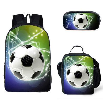 School Season Three-Piece Set School Bag Pencil Bag Lunch Bag Street Tide Basketball Football Picture Backpack Set
