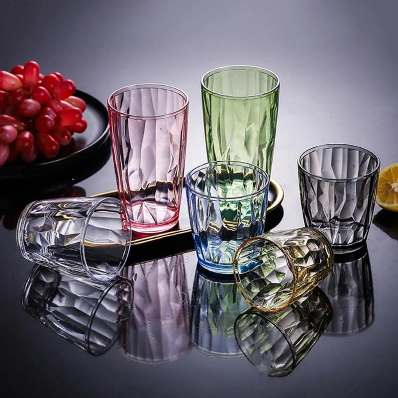 Unbreakable Acrylic Drinking Glasses Reusable Fruit Juice Beer Champagne Cup for Bar 490ml Shatterproof Water Tumblers