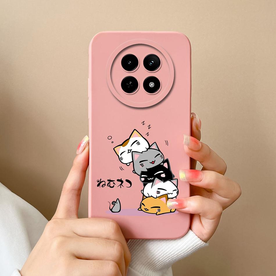 For OPPO Realme 12X 5G Phone Cases Cartoon Liquid Silicone Full Coverage Anti Drop Shell For Realme12 X Back Covers Bumper Funda