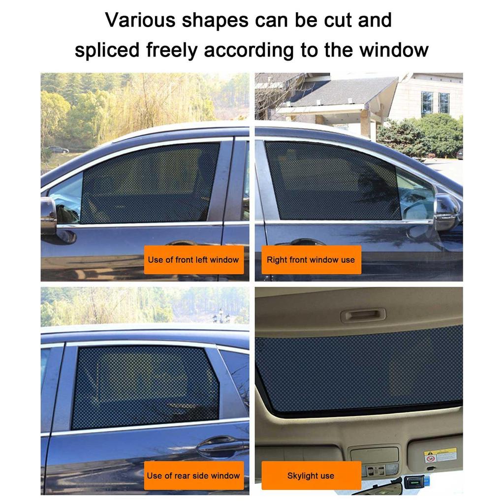 2PCS Car Side Window Sun Shades Stickers Sun Protection Window Sunscreen Cover Black PVC Sunshade With Small Holes Side Blocks