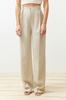 Women's Fashion Beige Ribbed Wide Leg Wide Leg Cotton Linen Woven Trousers