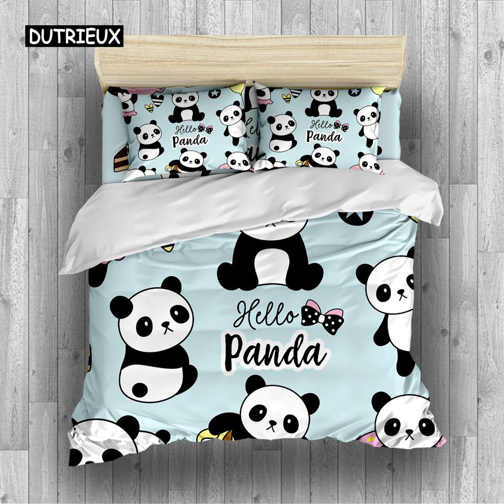 Полный комплект постельного белья Panda King для детей, романтический комплект постельного белья, пододеяльник с изображением животных из мультфильмов, велосипеда, воздушного шара, стрекозы, полиэстерового одеяла