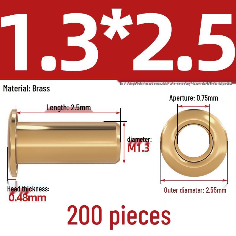 Pure Brass Hollow Rivets & Copper Eyelets Fasteners M1.3–M5
