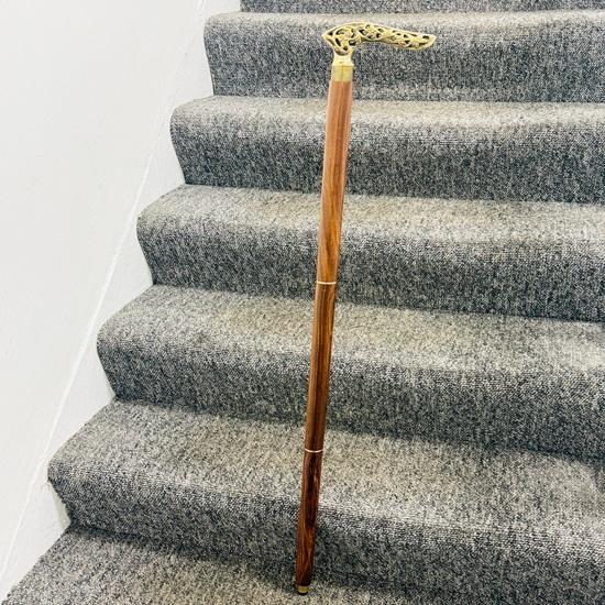 91.44 Cm Wooden Folding Stick  Walking Cane with Fancy Handle For Elder