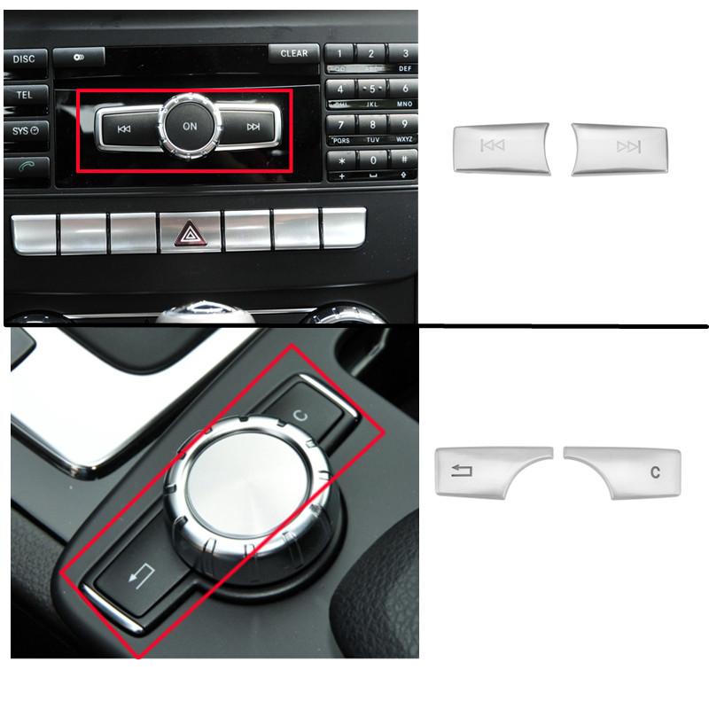ABS Car Interior Multimedia Volume Buttons Cover Stickers Trim For Mercedes Benz  C Class W204 GLK X204 E Class W212