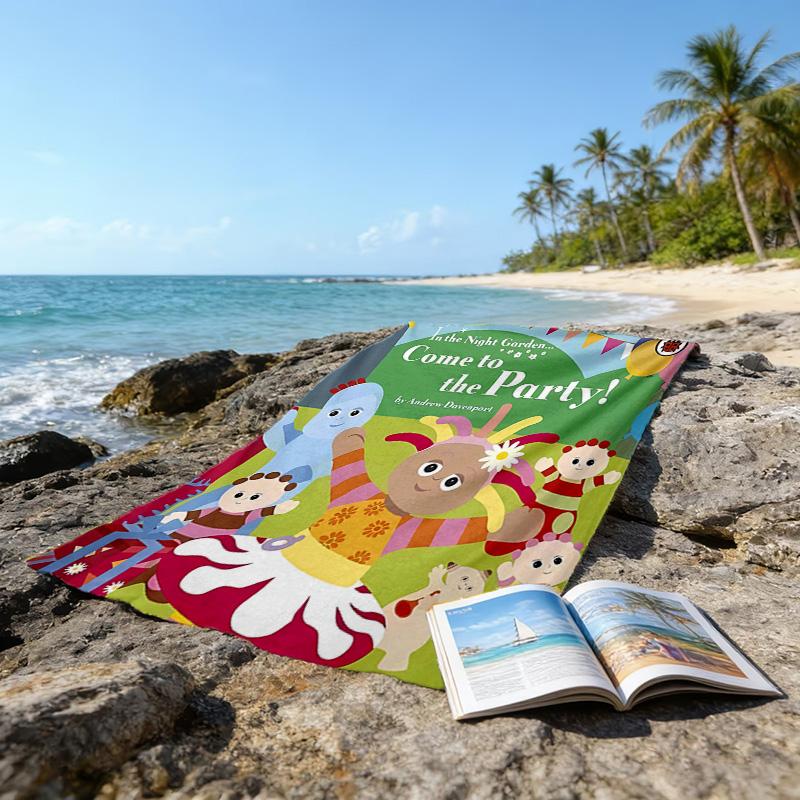 1pc In the Night Garden2 Beach Towel, Beach and Seaside Swimming Pool Equipment, Fashion Pattern, Rectangular, Travel Essentials