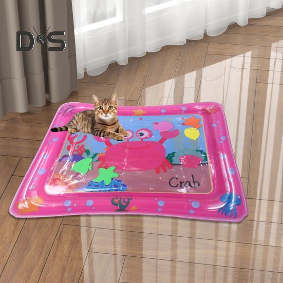 Коврик с датчиком воды для кошек, утолщенный сенсорный игровой коврик с рыбным узором, надувной охлаждающий комфортный летний коврик для воды для домашних животных