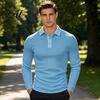 Long Sleeve Golf Wear Men Shirt Turndown Collar Button Neck Formal Office Shirt Solid Color Breathable Pullover Top for Sports Daily Mens