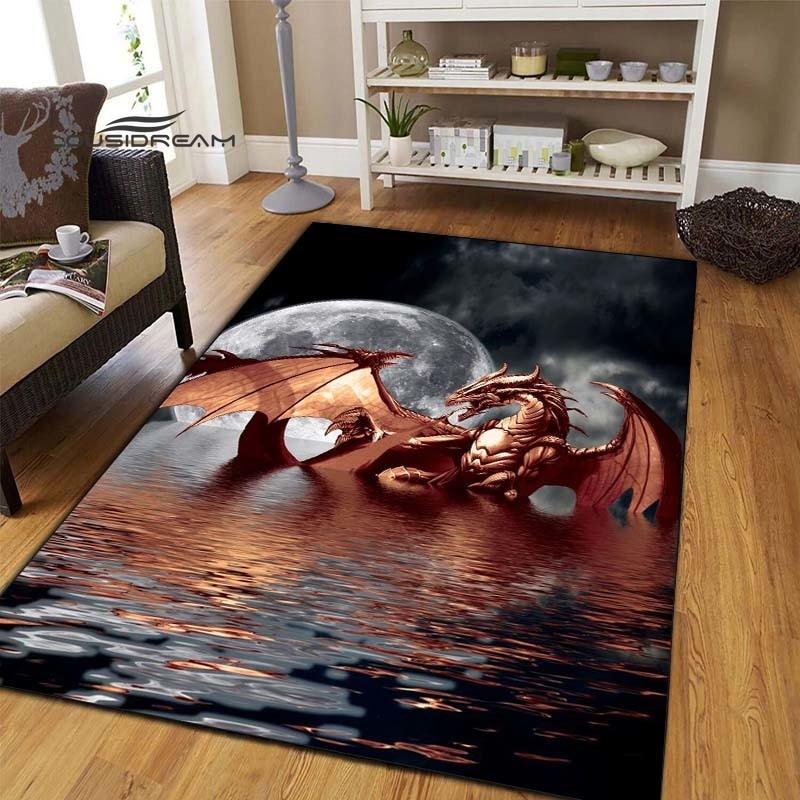 Коврики с темным драконом, модный 3D-печать, фантазийный дракон, гостиная, спальня, большой мягкий ковер, домашний коврик для детской комнаты, напольный коврик