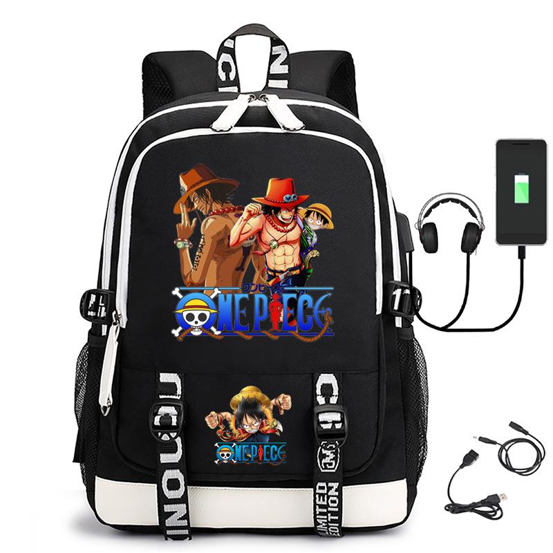 Хит продаж Рюкзак ONE PIECE Луффи с USB-зарядкой, большая вместимость