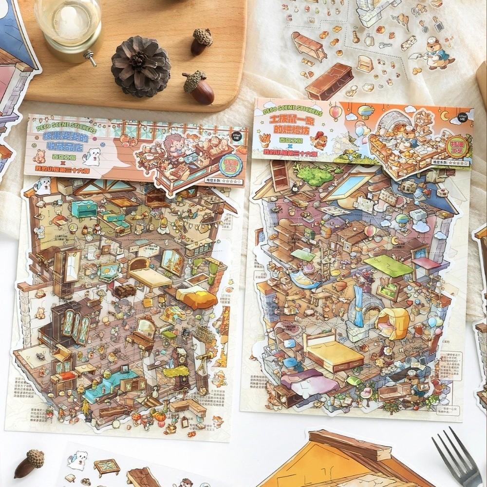 Shop Theme Stationery Stickers PET Die Cut Mini Landscape Sticker Stacking Stickers Children Gifts