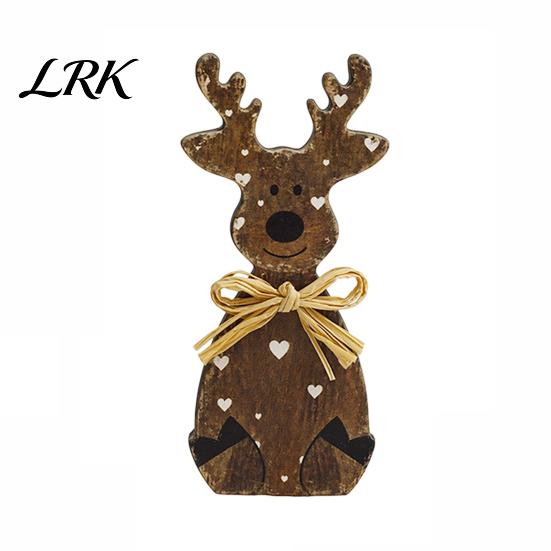Rustic Style Table Centerpieces Wooden Elk Figurine, Ornament, Vintage Animal Desktop Decoration, 2D Flat Decorations Wall Hanging Ornament with Hemp