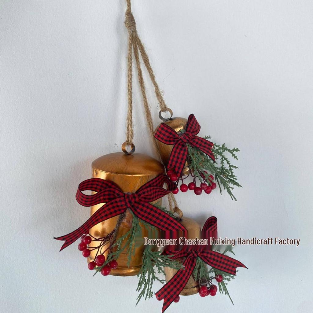 Rustic Copper Christmas Cowbells with Bows and Wreaths