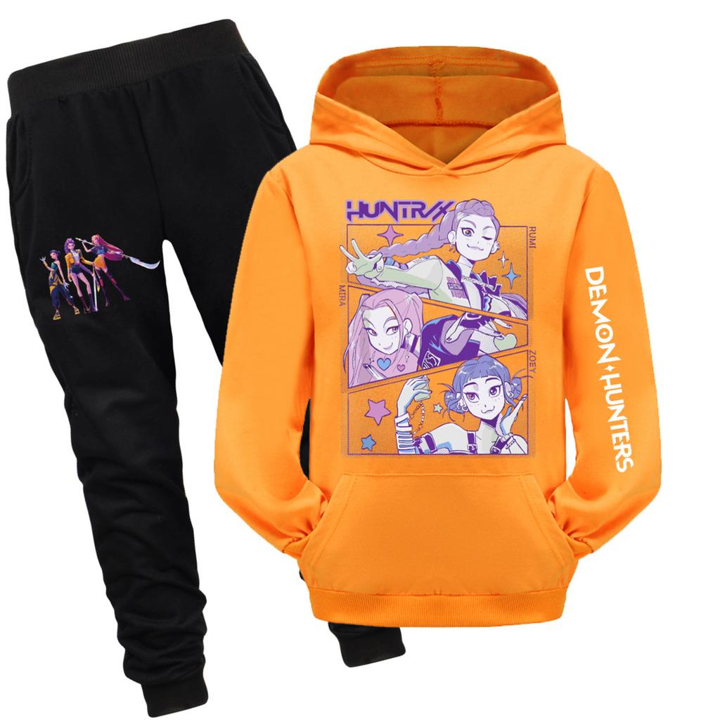 Children's Hooded Top And Pants Two-piece Tracksuit Set Long-sleeved Printed Sweatshirt Set