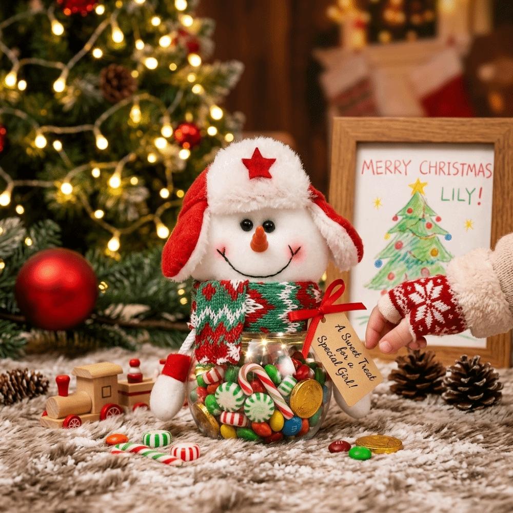 With Lid Christmas Candy Jar Clear Design Candy Box Candy Storage Bottle Xmas New Year