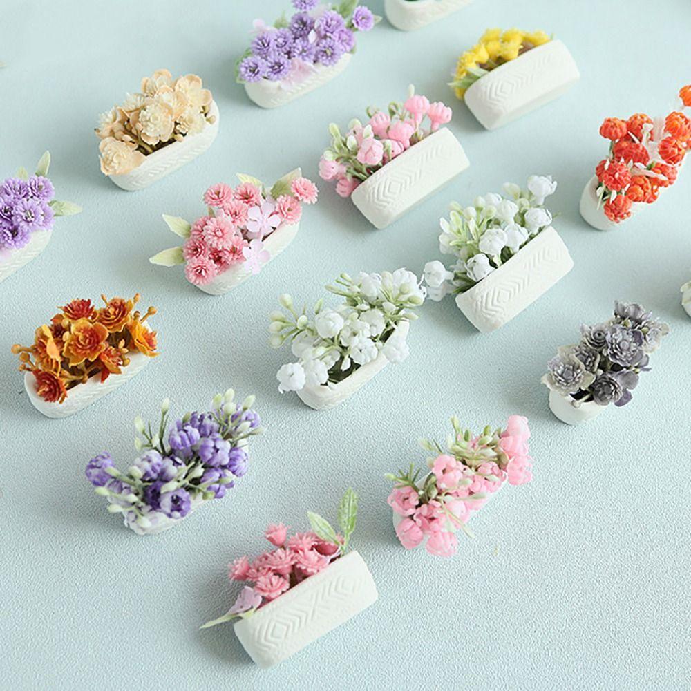 Многоцветный кукольный домик Цветок бонсай Гипсофила Жасмин Микро-бонсай Игрушка Миниатюрные комнатные растения