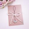 Ins Style Bowknot Pearl Beaded Key Chain Silver Love Phone Chain Headphone Case Pendant Ccd Lanyard Charms Bag Decor