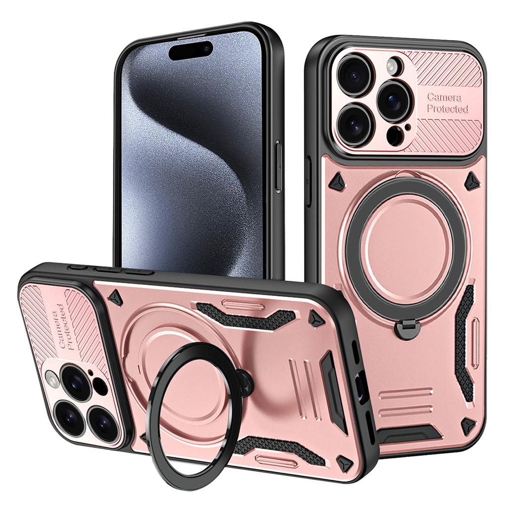 For iPhone 15 Pro Case Compatible with MagSafe Shockproof TPU + PC Phone Back Cover with Kickstand