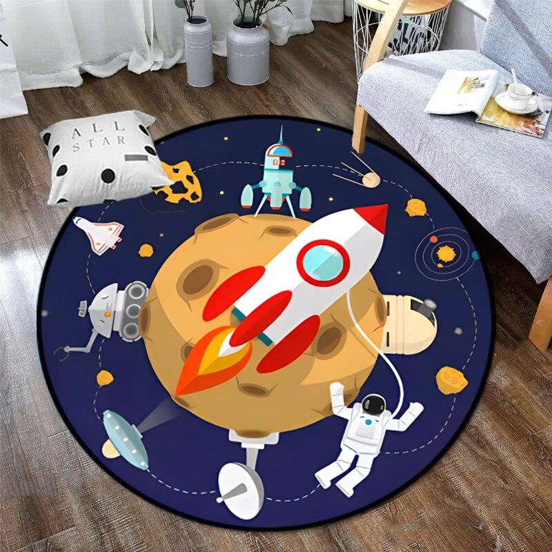 Космическая Вселенная вектор НЛО и множество планет в галактике круглые ковры для спальни Солнечная система детский ковер украшение гостиной