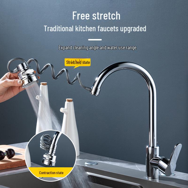 Universal Kitchen Sink Faucet Extender - Rotatable, Pressurized, Splash-Proof Water Spout
