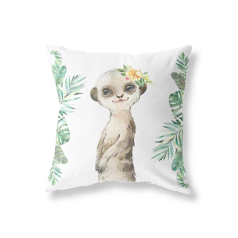 Милый кролик жираф животные декор детской комнаты полиэстер наволочка для подушки диванная подушка украшение дома наволочка для подушки