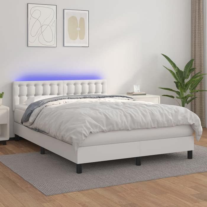 Maison Exclusive - Sommier à lattes de lit avec matelas et LED Blanc 140x200 cm