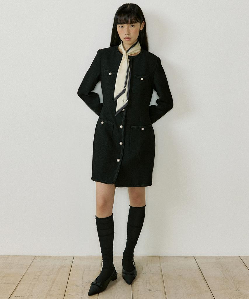 LUCIR ZU Tweed Jacket One-Piece (Black)