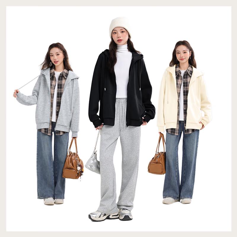 MJ STYLE Women's Hooded Zipper Sweatshirt Jacket