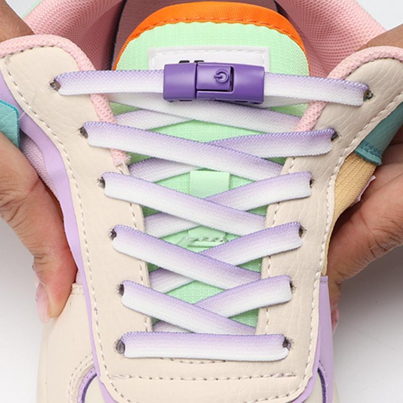 NO.8 11 Color Elastic Shoelaces Without Tie Flat Shoe Laces Men And Women Casual Shoes Lazy Shoelace Press The Metal Lock Unisex