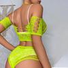 Эластичный женский комплект сексуального кружевного нижнего белья с открытой спиной, прозрачный комбинезон для ночного клуба, комплект нижнего белья, бюстгальтер и стринги