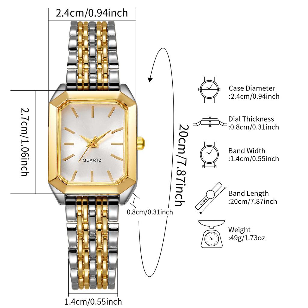 Xiaomi 2PC Fashion Rectangle Women Watches Set Casual Alloy Strap Wristwatch For Ladies Relogio Feminino Girls Clock Gift(Without Box)
