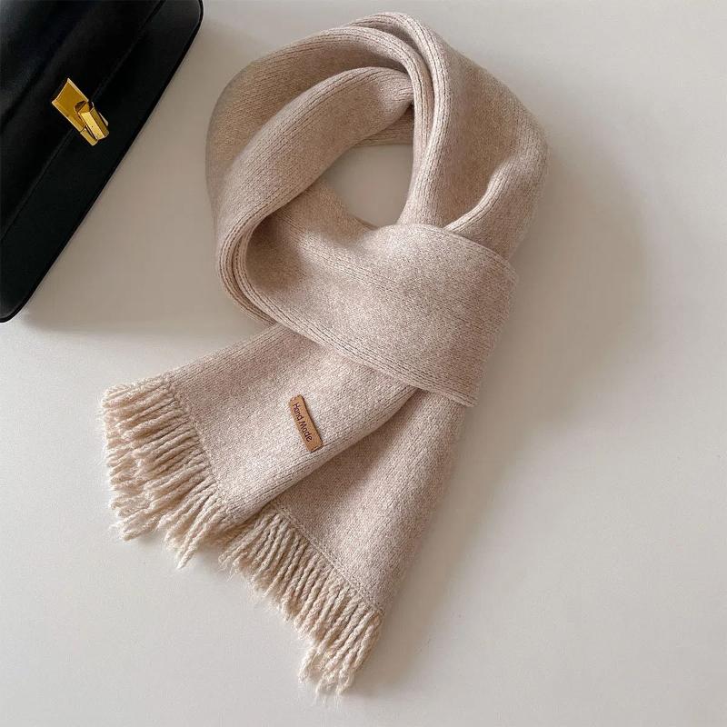 2024 New Autumn and Winter New Solid Color Tassel Simple Yarn Scarf Shawl Dual-use Warm Scarf for Women
