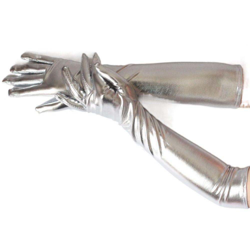 Кожаные перчатки до локтя Искусственная кожа Перчатки для косплея Сексуальные перчатки-митенки Женские