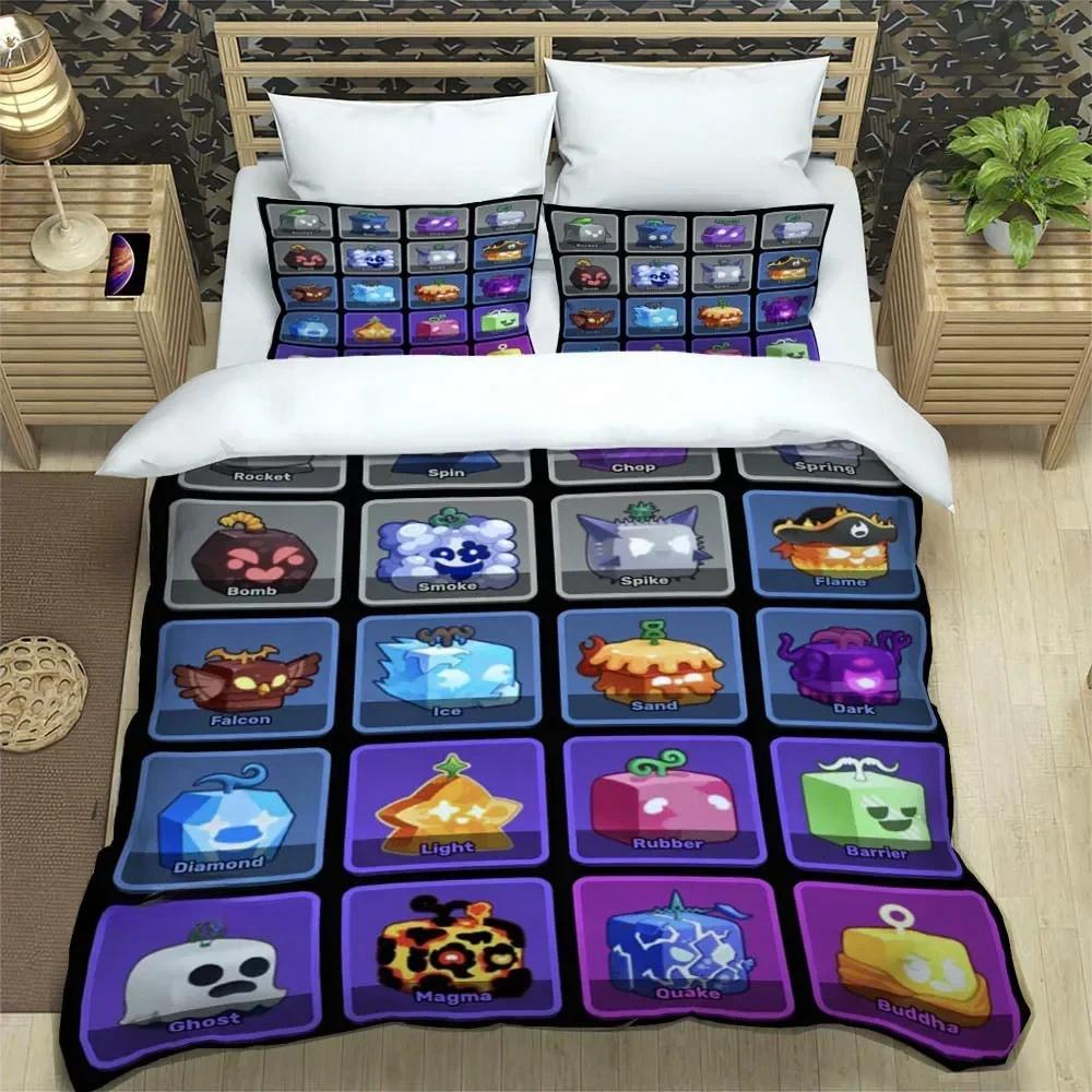 Game BBlox Fruits Pinted Bedding Collections Exquisite Bed Supplies Set Duvet Cover Bed Comforter Set Bedding Set Luxury Birthday Gift