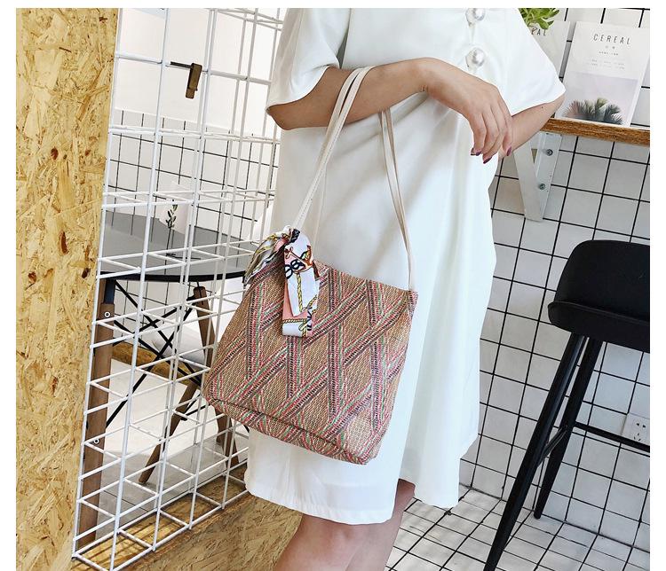 Женская соломенная сумка SCIONE с шелковым шарфом