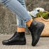 Модные ботинки Мартина большого размера осень-зима новые с круглым носком на шнуровке с коротким голенищем на плоском каблуке женские ботинки