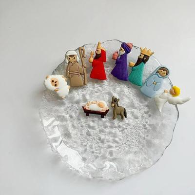 9 шт./компл. рождественские сценки нашивки ПВХ мини статуэтка мультфильм плоские подвески украшения для Рождества DIY ремесло декор