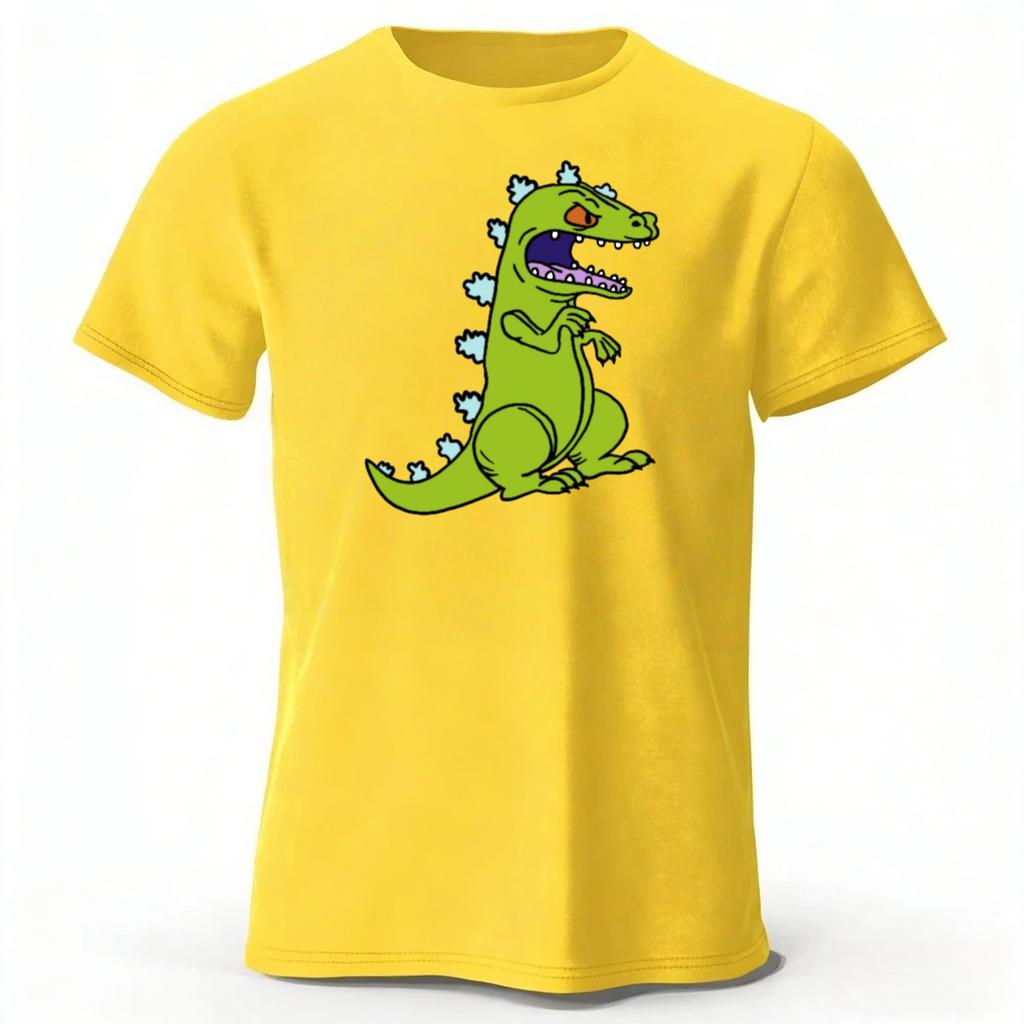 New Angry Dinosaur Pure Cotton Tshirt for Men Loose Large Breathable Sports Short Sleeved Summer Womens Trendy Street Style