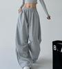 Women Gray Wide Leg Pants Casual High Waist Sweatpants Oversized Long Trousers Loose Straight Pants