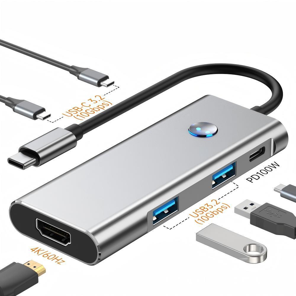 USB-C Хаб 3.0 с отключением экрана одной кнопкой, 4K HD трансляцией, конвертером USB 3.2 10G