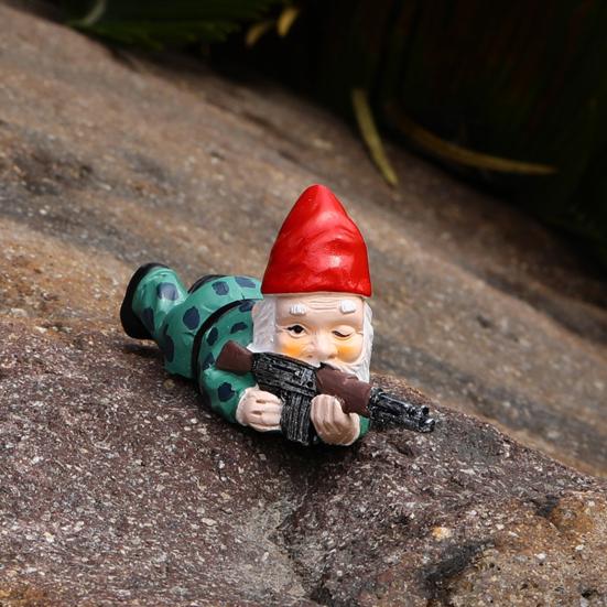 Садовый стрелок гном статуя смола снайпер гном украшение военный гном