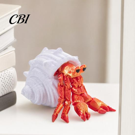 Crab Fidget Toy 3D Printed Hermit Figurine, Movable Joints Articulated Durable Decoration Toy, Detachable Collectible Model for Desktop Plastic