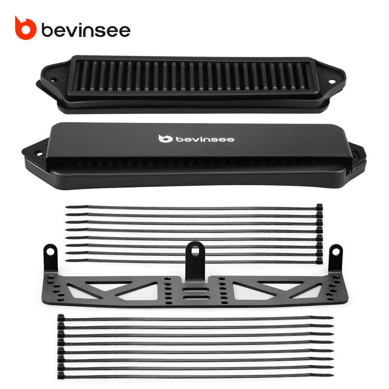 BEVINSEE Harness Mounting Bracket & Cabin Air Cowl Filters with Weather Guards for BMW E90 E91 E92 E93 E81 E82 E87 E88 2005-2013