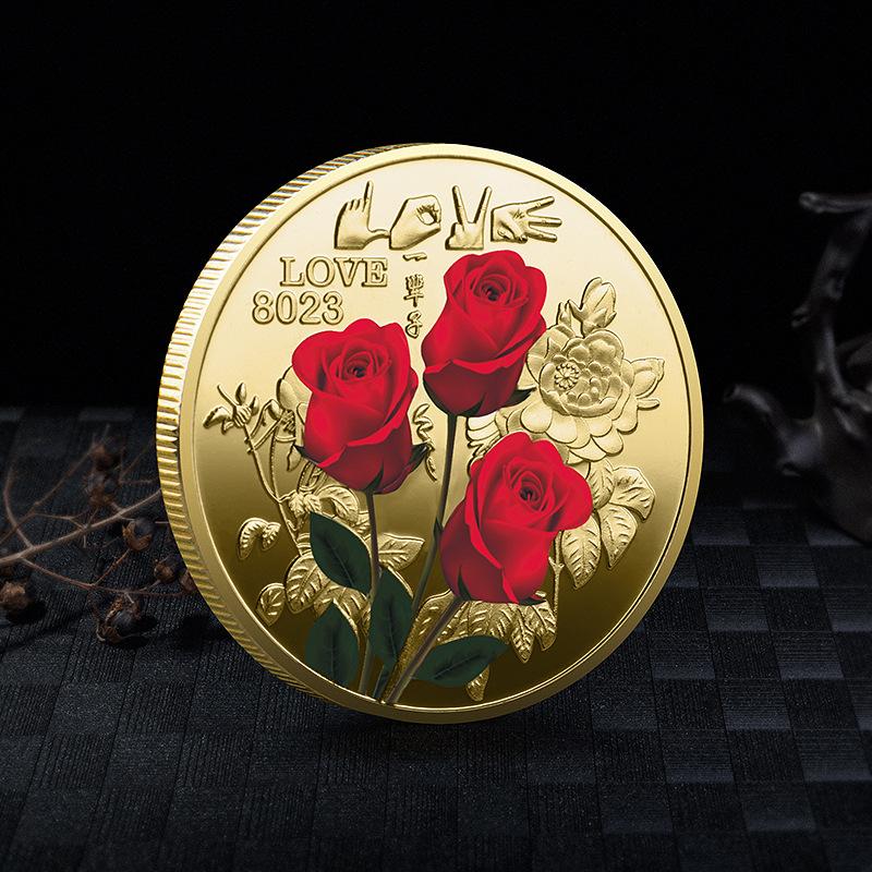 Love Wedding Rose Anniversary Collection Coin Valentine's Day Gifts Romantic Lovers Commemorative Coins ADM