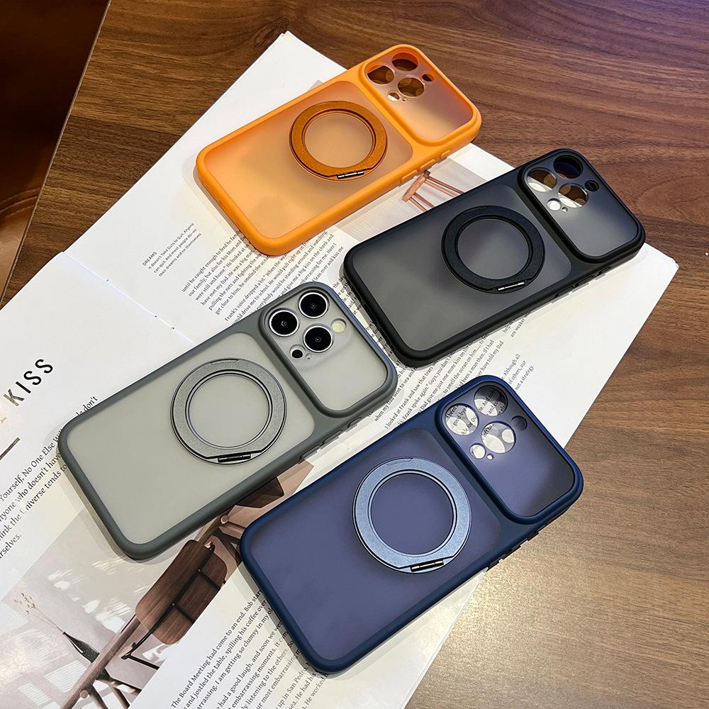 Rotating Bracket Magnetic Suction Acrylic Case for for 16/17 Pro Max Large-Hole Matte Ins Style Design
