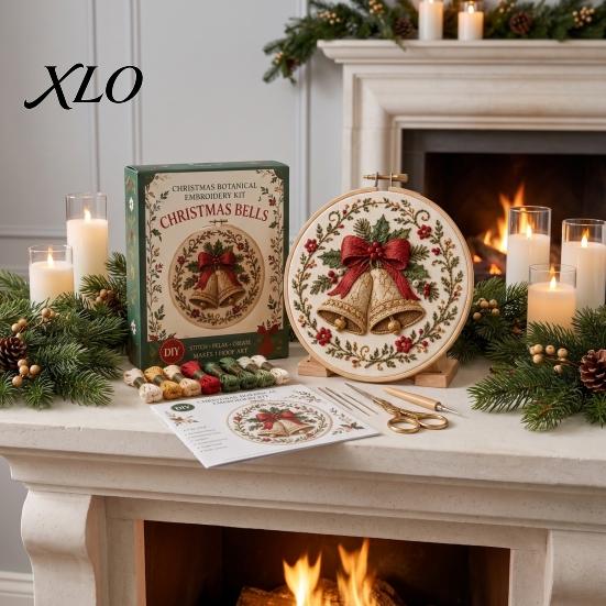 Christmas Wall Decoration Craft Embroidery Kit for Beginners, Pre-Printed Pattern Full Set Anniversary And Birthday Gift Ideas of Tools, DIY