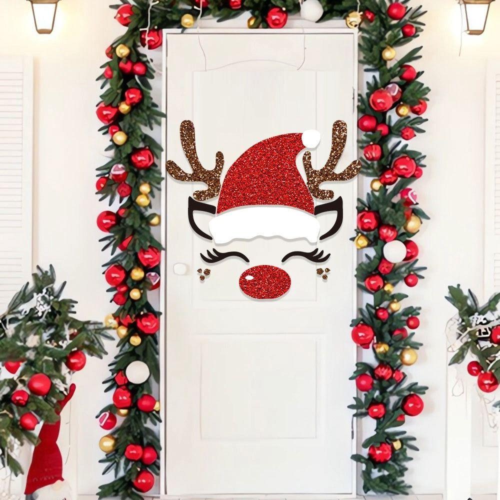 Non-woven Christmas Door Stickers Removable Creativity Wall Sticker Party Decor Festival Supply Window Static Stickers Christmas